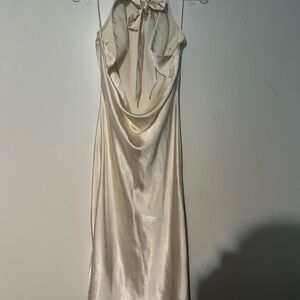 Fashion Nova Cream Backless Dress